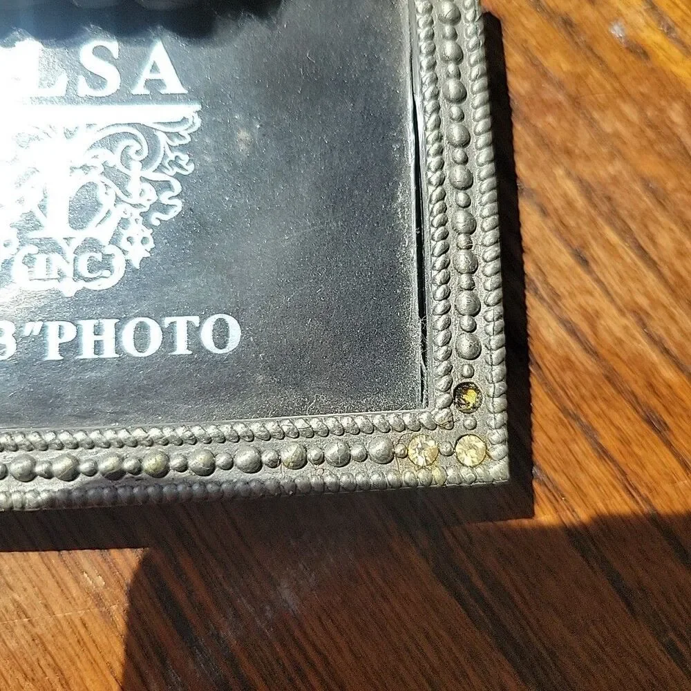 Vtg Pair Elsa Inc 2 x 3 photo frames Miniature Victorian Art Nouveau Bow Style